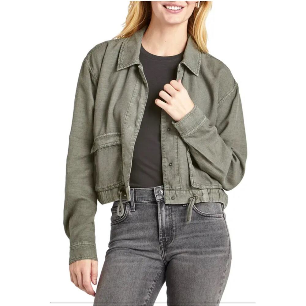 Splendid Breck Utility Jacket Soft Green Linen Blend XS Cropped Lightweight